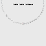 DINN DINN DESIGN简爱系列小爱心拼接项链甜酷金属风短款锁骨链