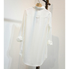 白衬衫女中长款遮屁股宽松大码长袖，韩版打底衬衣，时尚性感睡衣bf潮