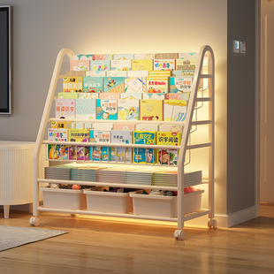 儿童书架置物架落地一体靠墙，玩具收纳架阅读区绘本架简易宝宝书柜
