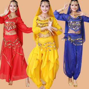 印度舞服装肚皮舞演出服，女成人印巴舞蹈，印度女装表演服长袖裙