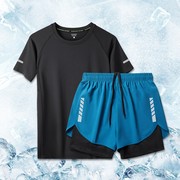 健身衣服男田径马拉松夏季训练短裤短袖跑步装备篮球速干运动套装