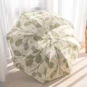 双层蕾丝太阳伞防晒防紫外线，网纱绣花女黑胶，遮阳晴雨两用三折雨伞