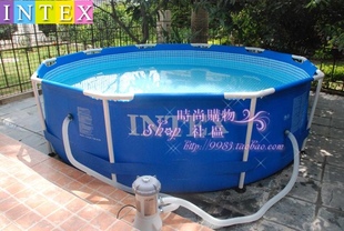 INTEX-56996圆形管架水池 家庭游泳池 超大型水池 养鱼池