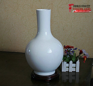 景德镇陶瓷器插花小花瓶全白色，天球瓶客厅摆设时尚现代家居白胎