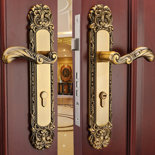 欧式室内门锁客厅大门静音房，门锁对开门锁，双开门锁豪华木大门锁具