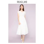 readme读我夏女士(夏女士)连衣裙，刺绣收腰短袖，气质白色长显瘦真丝70857435