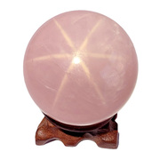 千蕊天然粉水晶球摆件六射星光粉晶球把玩水晶手把件实物桃花粉
