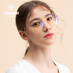 HINDAR变色防蓝光眼镜平光防辐射眼睛护目镜近视眼镜框架女潮