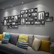 客厅实木照片墙创意欧式沙发多相片墙大尺寸，相框墙组合艺术文化墙
