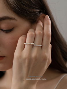 G/S法国女孩 法式复古珍珠戒指女温柔气质百搭指环 ins网红戒指