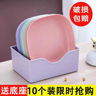 吐骨头盘子创意骨碟塑料碟，日式家用水果盘，吐骨碟带底座收纳盒