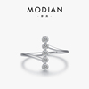 摩典S925纯银不规则设计镶嵌锆石戒指女小众时尚简约冷淡风指环