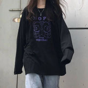 网红ins超火t恤女2021春秋韩版长袖打底衫学生宽松大码上衣服潮BF