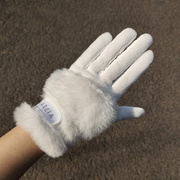 韩国高尔夫球手套女士女款双手，加绒加厚冬季保暖耐磨防滑白色黑色