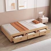实木床下拖床单独儿童床小户型抽拉床简约男孩加床拼床单人床小床