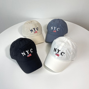 帽子女春夏字母nyc棒球帽，韩版简约时尚，百搭薄款鸭舌帽韩国东大门