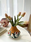 安木良品 外贸订单 美式ins艺术手绘花卉陶瓷摆件插花家居装饰花