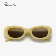 shawnlee复古时尚猫眼墨镜，女椭圆欧美小框太阳镜海边防晒潮流眼镜