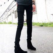 冬季加绒裤黑色修身弹力牛仔裤，男生韩版百搭潮流，加厚小脚铅笔长裤