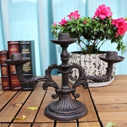 新古典美式欧式烛台复古摆件装饰品工艺品创意浪漫餐桌三头蜡烛台