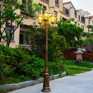 欧式路灯庭院草坪灯防水户外灯，景观公花园，别墅小区双头3米高杆灯