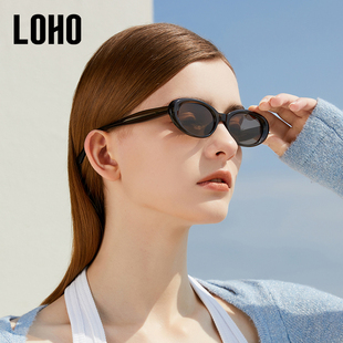 LOHO2024猫眼小框墨镜女复古墨镜修颜显白高级感太阳眼镜女款