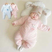巴拉巴柆婴儿冬季衣服新生儿护肚加厚连体衣男女宝宝棉衣哈衣纯棉
