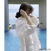 日本春秋款2023白色衬衫女小个子宽松别致长袖设计感小众衬衣