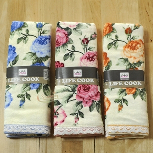 韩国玫瑰花图案细绒毛巾3条家用套装成人吸水印花洗脸洁面巾