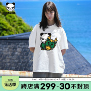 Hipanda你好熊猫潮牌个性龙年限定款趣味卡通纯棉短袖T恤情侣时髦