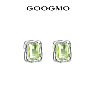 GOOGMO微光宝石耳钉小众设计高级感气质简约绿色耳饰2024年潮