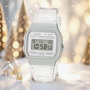 卡西欧电子手表CASIO透明表带果冻色复古小方块手表F91WS-2DF/7DF