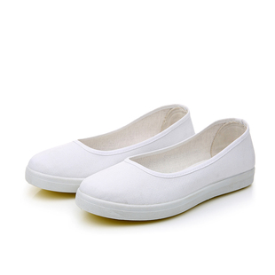 2023秋季白色护士鞋平底韩版防滑牛筋底女单鞋透气软底布鞋