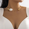 CCB塑料珍珠金属项圈颈链女 欧美个性时尚时髦感T台秀搭配装饰品