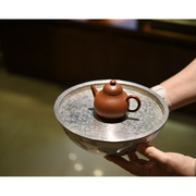茶盘 日本昭和时期 手绘青花陶瓷锡盖圆果盘 花器 博茶堂茶具