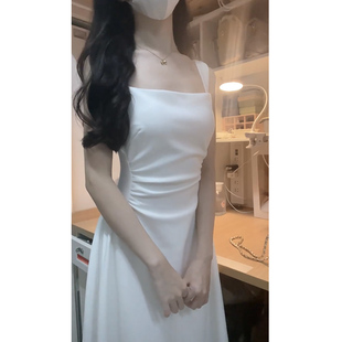 吊带连衣裙女2024夏装，高级感法式白色礼服，裙气质漂亮流行女装