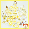 亮黄贝儿公主蛋糕装饰甜品台布置蛋糕插件，生日推推乐蛋糕纸杯围边