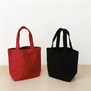 简约纯色帆布手提包女夏韩版大容量上班小拎包休闲手拎布包饭盒袋