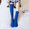 秋冬羊毛绒长筒克莱因蓝宝蓝色袜子女小腿袜高筒堆堆袜厚潮网红款