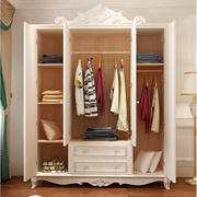 欧式衣柜卧室三四五门，组合收纳柜经济型推拉门白色，实木大衣橱家用