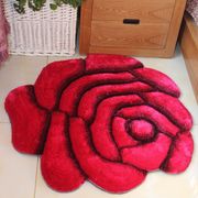 现代3D立体玫瑰花太阳花地垫婚房客厅卧室床边地毯进门垫玄关毯