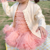 韩版婴儿针织开衫防晒外套，甜美春秋纯棉女童，小外套宝宝毛衣空调衫