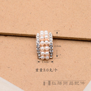 韩版拱弧形珍珠花型镶钻合金盘饰扣DIY手工蝴蝶结丝带发饰品配件