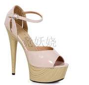 美国Ellie Shoes 15.24cm木质鞋跟防水台浅口鞋鱼嘴高跟鞋女鞋