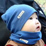婴儿帽子秋冬款套装围巾，宝宝春秋纯棉，男童女童婴幼儿围脖儿童帽冬