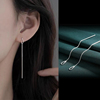 S999纯银水滴耳线女气质简约长款耳环时尚时尚个性耳坠养耳洞