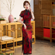老上海旗袍2023年夏季女改良版气质复古民国风妈妈装走秀长款