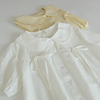 夏季日系学院风蝴蝶结系带上衣娃娃领白色短袖衬衫女甜美衬衣