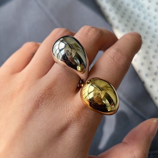 个性水滴戒指女欧美风夸张时尚，创意s925银开口指环ins小众食指戒