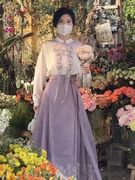 新中式女装国风连衣裙子，改良汉服日常通勤紫色半身，长裙马面裙套装